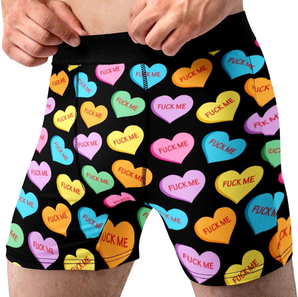 Mens Lipstick Kisses All Over Boxer Briefs Valentines Day Underwear