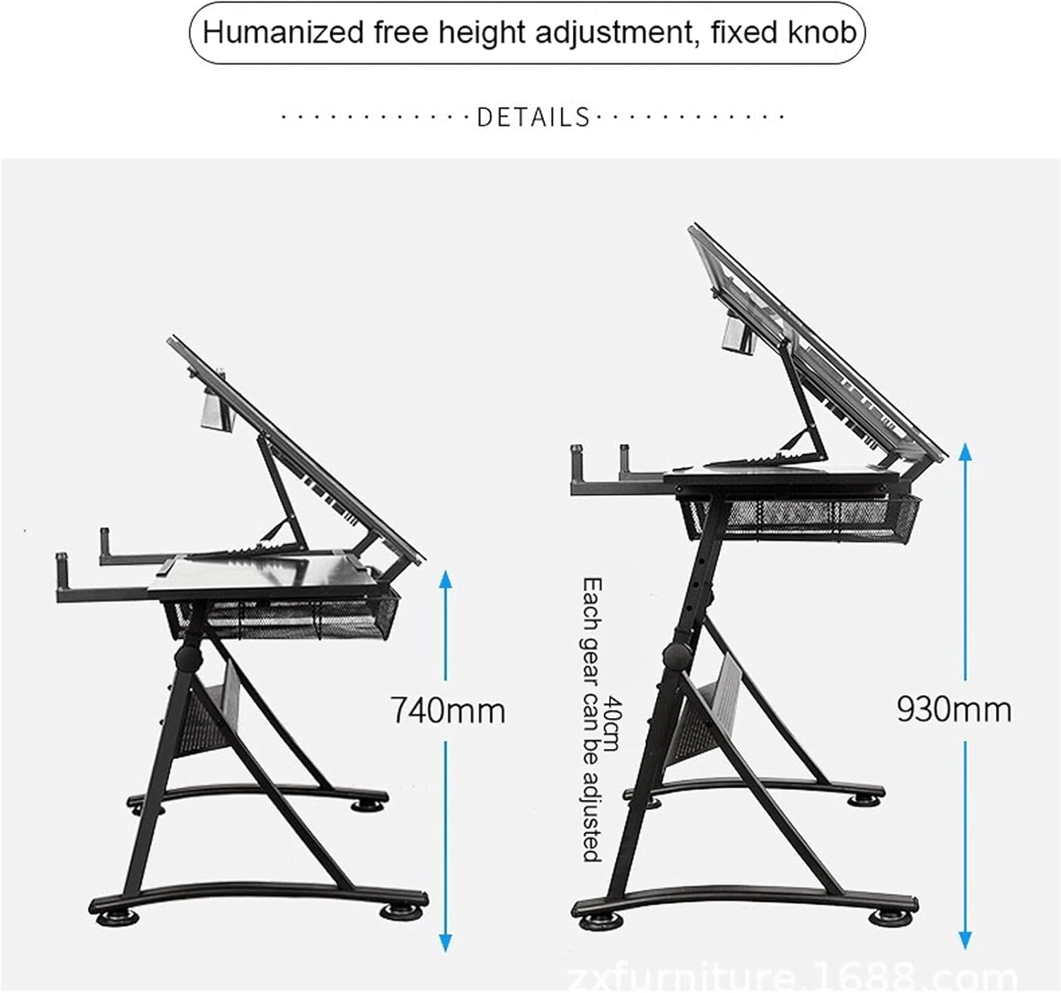 Bureau d'art pliable réglable – Table de dessin et d'étude polyvalente pour peintres, croquis, travaux manuels – Station de travail compacte pour la maison et le studio
