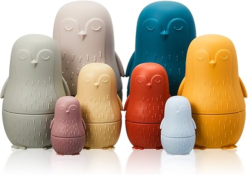 Chivao 8 piezas de muñecas rusas de anidación de silicona Matryoshka muñecas educativas apilables para niños pequeños muñecas de anidación de