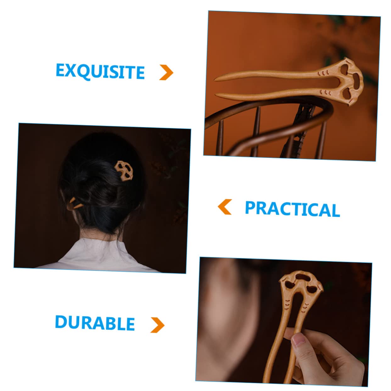 FRCOLOR 4 Stück U-förmige Haarnadel Aus Sandelholz Haarstab Aus Holz U Form Haar Antikes Haar Frauenhaarstock Haargabel Aus Holz Retro-haarstäbe Stäbchen Antiquität Mädchen Fräulein