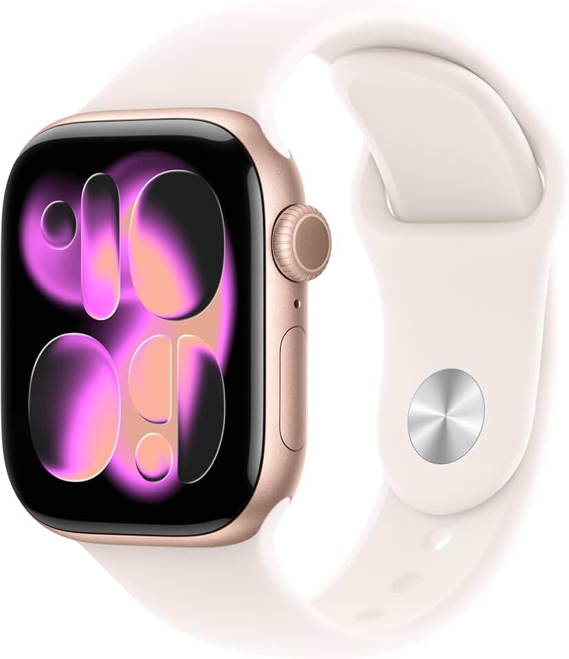 Apple Watch Series 11 [GPS 42mm] Smartwatch with Rose Gold Case and Light Blush Sport Band - M/L. Sleep Score, Fitness Tracker, Health Monitoring, Always-On Display, Water-Resistant