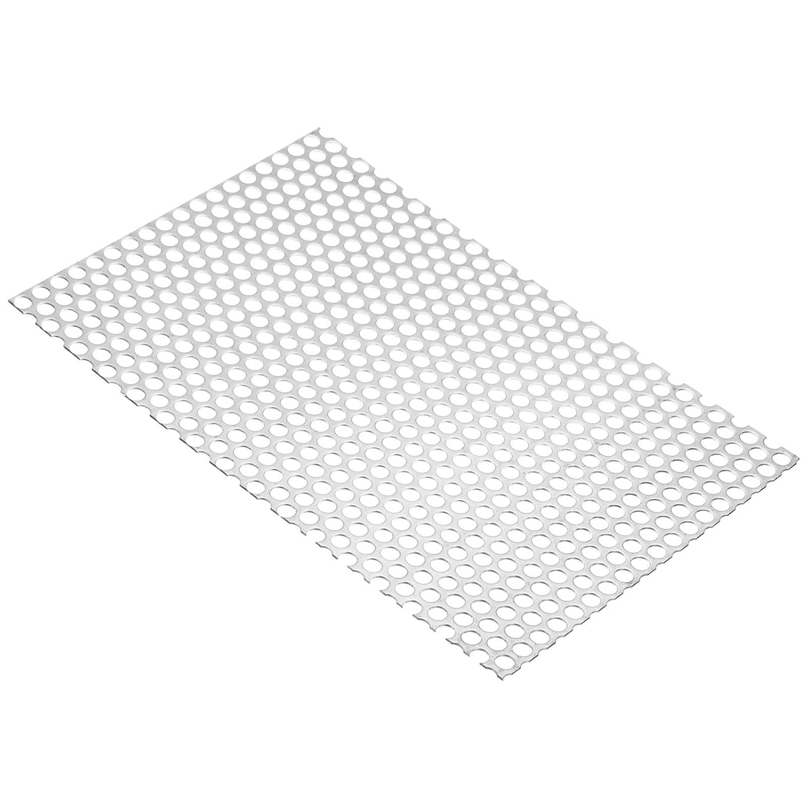 Lochblech aus Stahl, Perforiertes Metallblech aus Edelstahl 304, silberfarben, 0,8 mm, 10 x 10–40 40 cm, 1–10 Maschenweite(5mm Mesh,25x25cm)