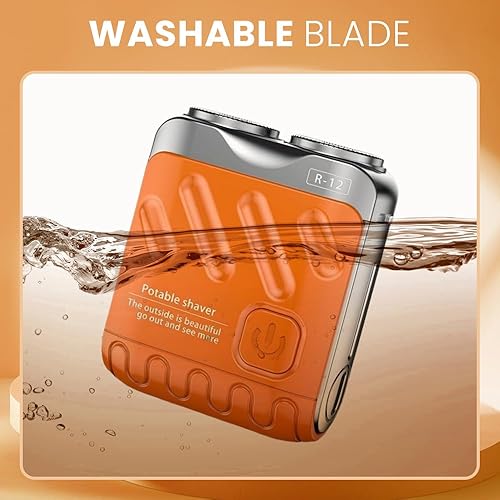 Miniatura 6 de Afeitadora eléctrica portátil de doble anillo, mini maquinilla de afeitar eléctrica giratoria de doble anillo para hombres, recargable por USB, un