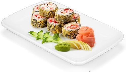 Miniatura 5 de Foraineam - Juego de 8 platos rectangulares de porcelana de 8.0 pulgadas para postres, aperitivos, ensaladas, bandejas blancas para servir