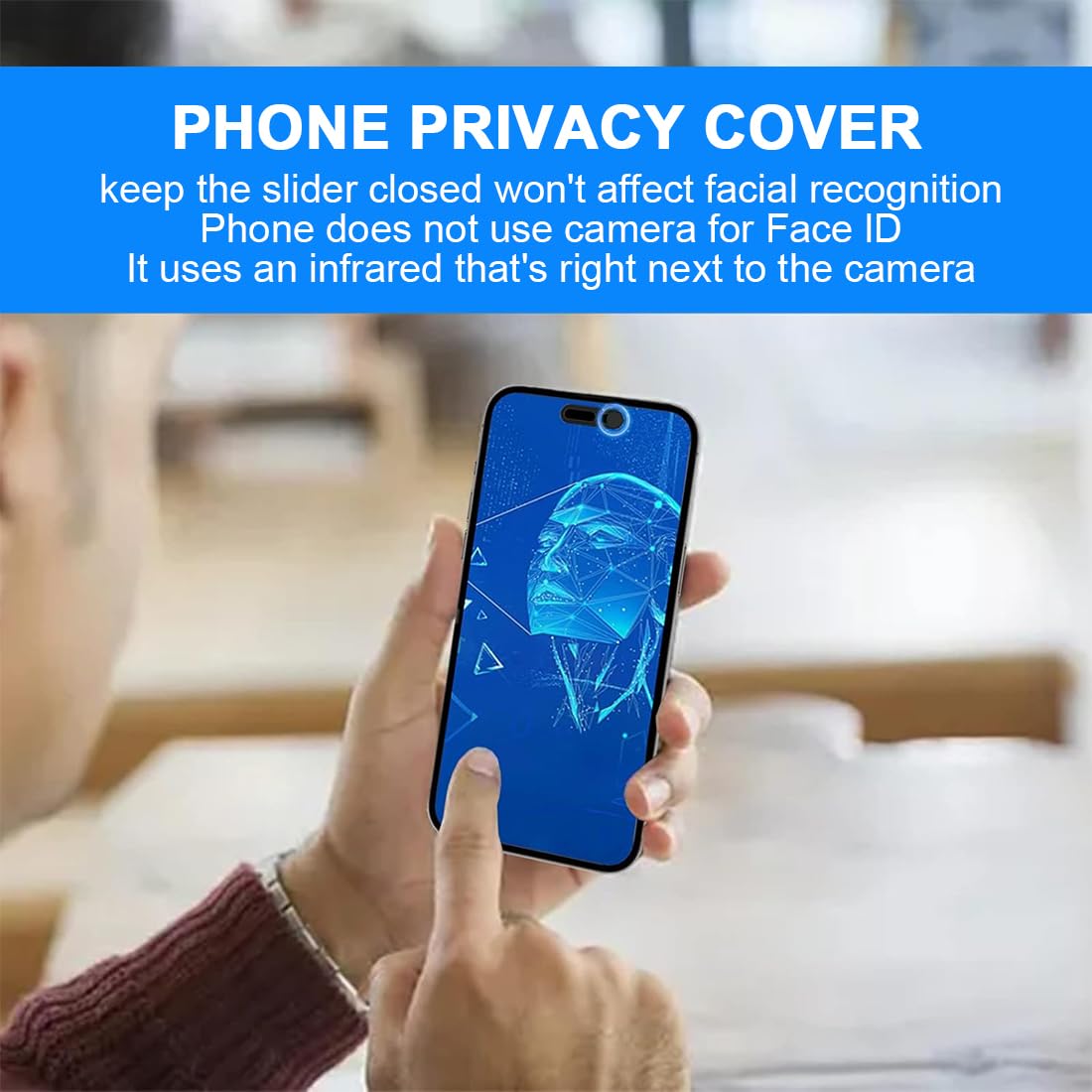 2 Pièces Caches pour Caméra Frontale, Amovibles, Compatibles avec Phone 16/16Plus/16Pro/16Pro Max/17, Protègent la Confidentialité et la Sécurité, N'affectent pas la Reconnaissance Faciale
