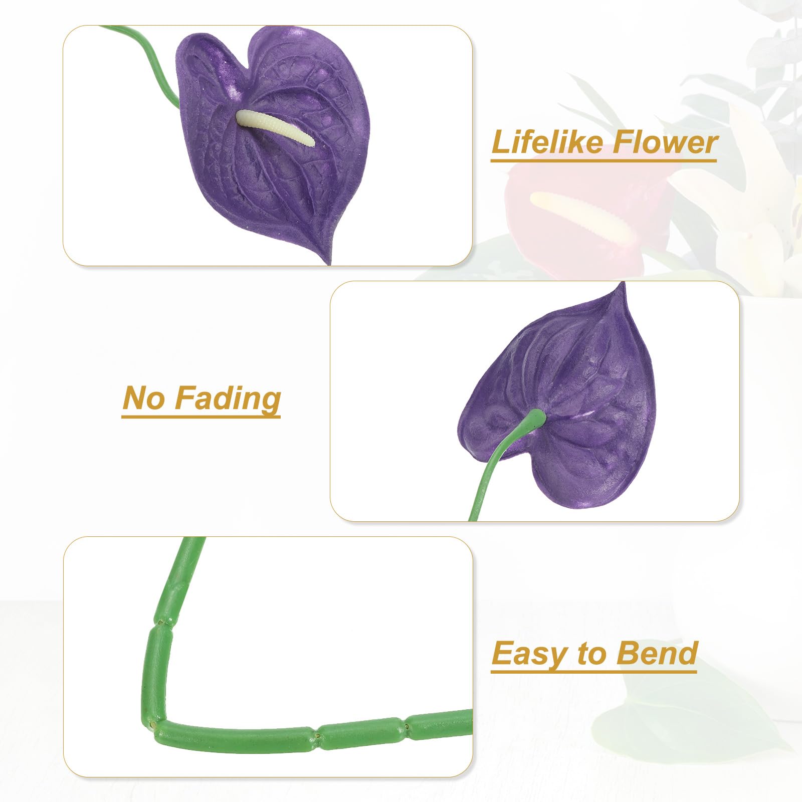 PATIKIL 13" Artificial Anthurium Lily Flowers - Image 3