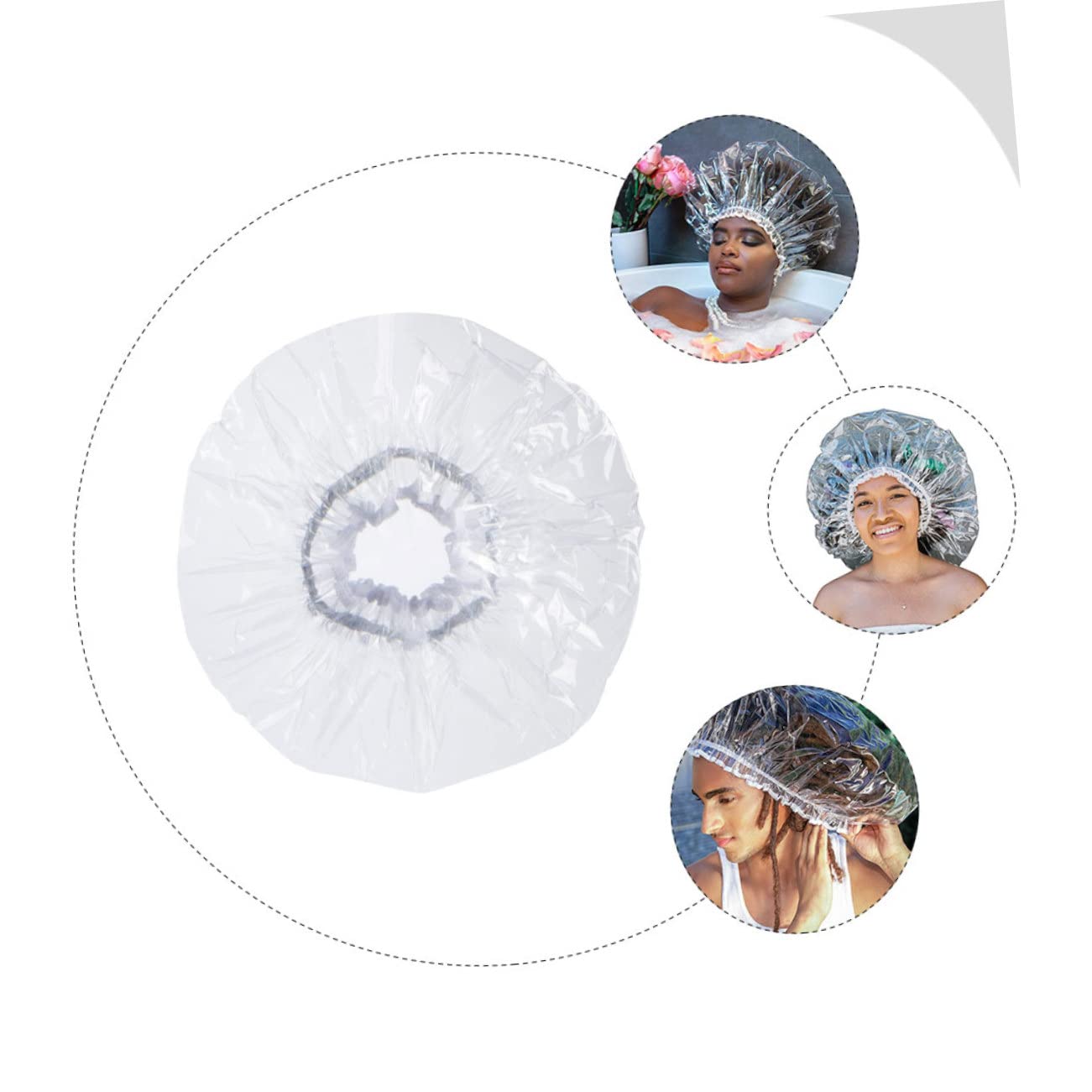 LALAFINA 5piezas Gorro De Ducha Para Adultos Capucha Protectora De Pelo Para Baño y Ducha Para Cabello y Diseño y Portátil y