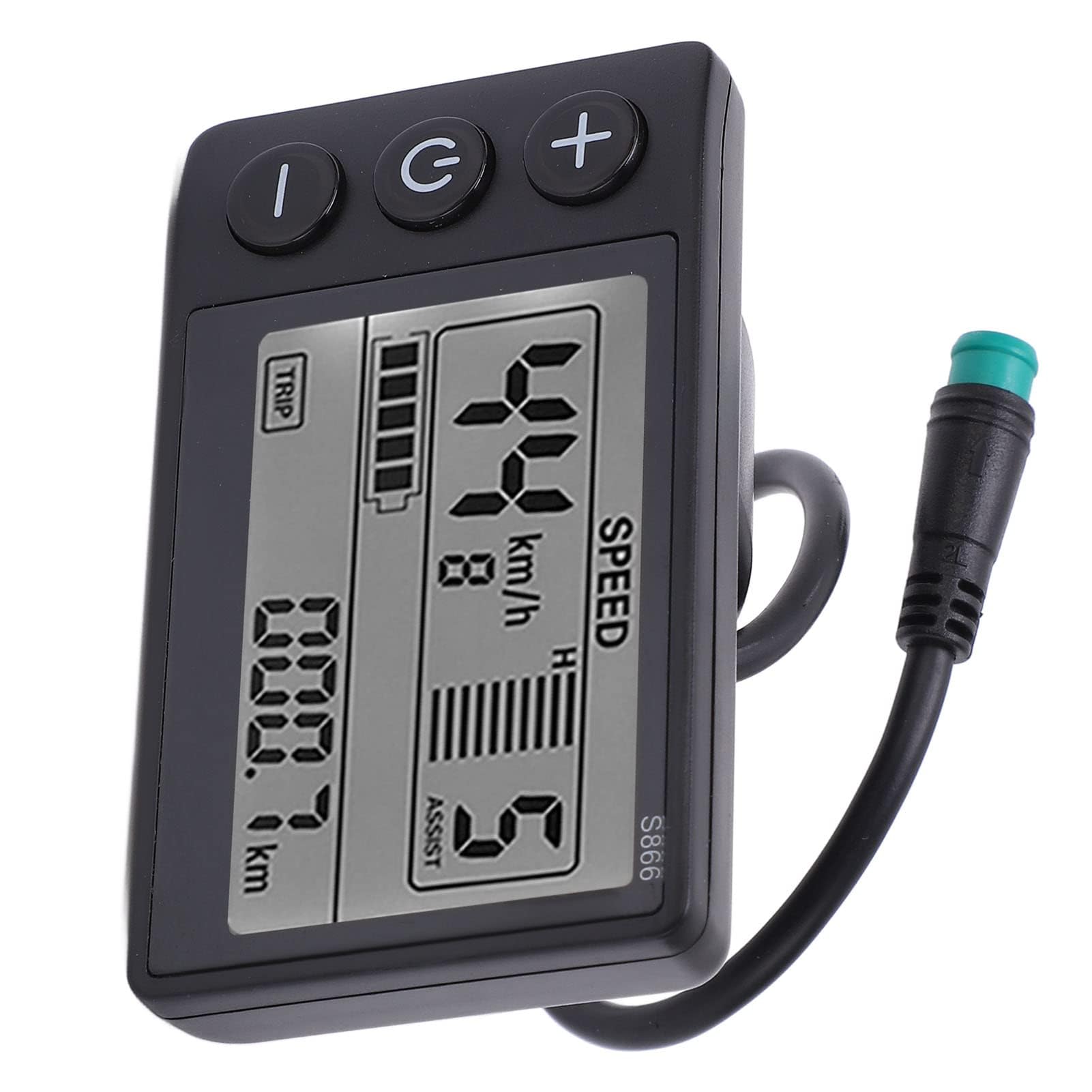 Ejoyous S866 LCD Wyświetlacz, komputer wodoodporny do roweru elektrycznego S866 z miernikiem wyświetlacza 24 V 36 V 48 V z panelem sterowania z kablem połączeniowym z wodoodpornym złączem