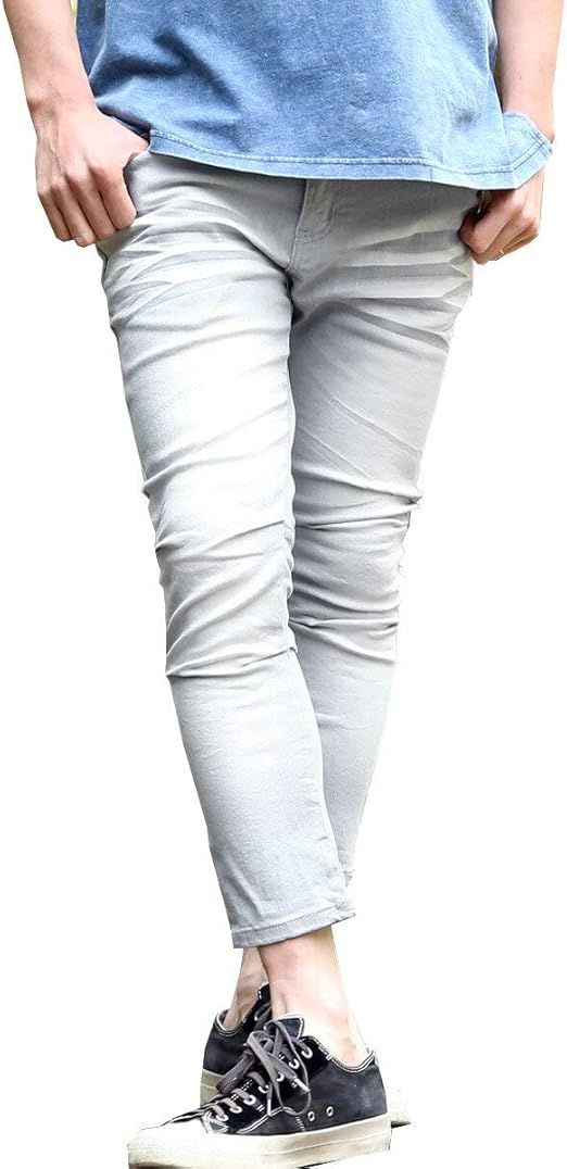 Amazon エン Enn メンズ ストレッチ カラー デニム 7分丈 クロップド スキニー ジーンズ ジーンズ 通販