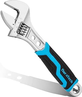 6 Inch Adjustable Wrench, 3-in-1 Spanner | Box End, Hex Function, CR-V Steel, Metric & SAE Scales, Chrome-plated, Bi-material Soft Grip