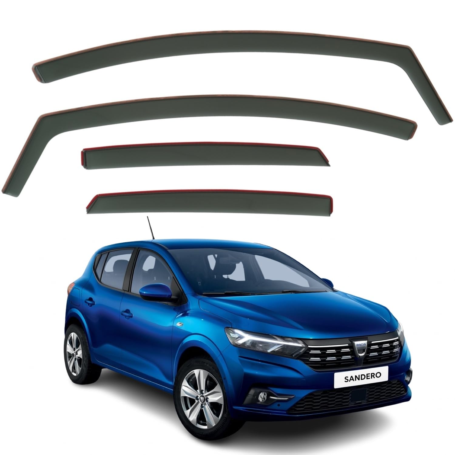 Juego de 4 deflectores de viento compatibles con los modelos Dacia Sandero y Sandero Stepway III 2021 2022 2023 2024 2025.