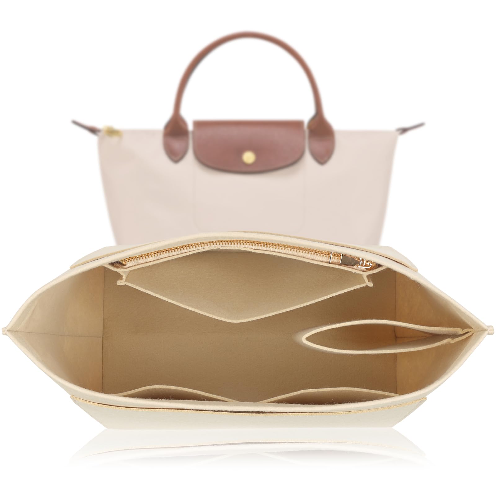 Insert de rangement Longchamp en feutre de qualité supérieure beige