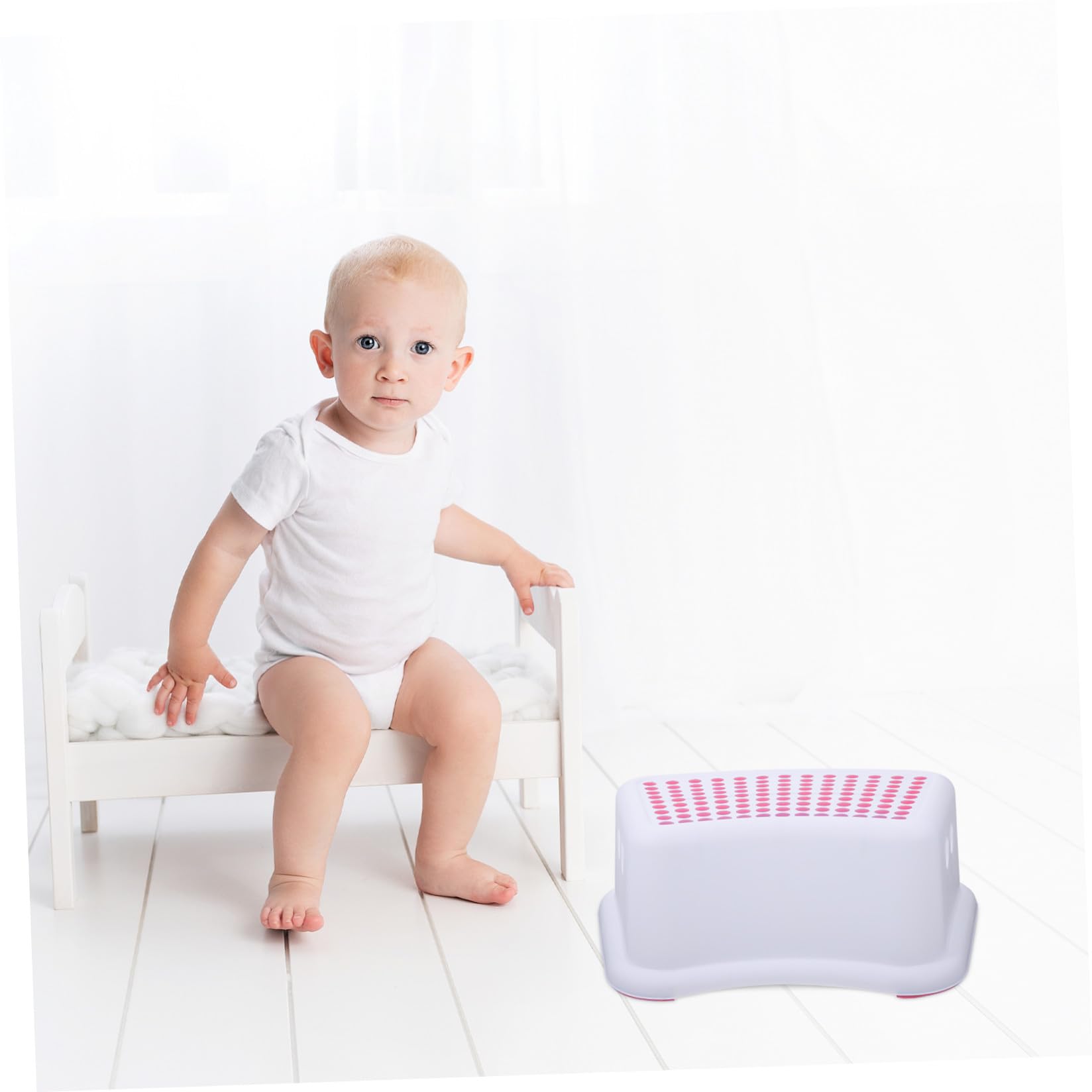 SHOWERORO Antideslizante de Plástico para Aumento de para Lavado de Manos Diseño Apilable y Seguro para Baño y Color Rosa