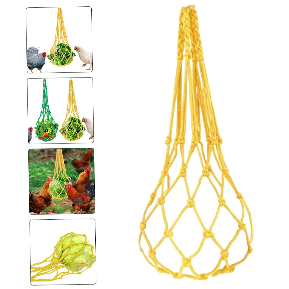 VICASKY Chicken Vegetable String Bag Durable Hanging Feeder for Fruits Veggies Premium Net Bag for Chickens Parrots and Poultry Reusable Easy to Clean