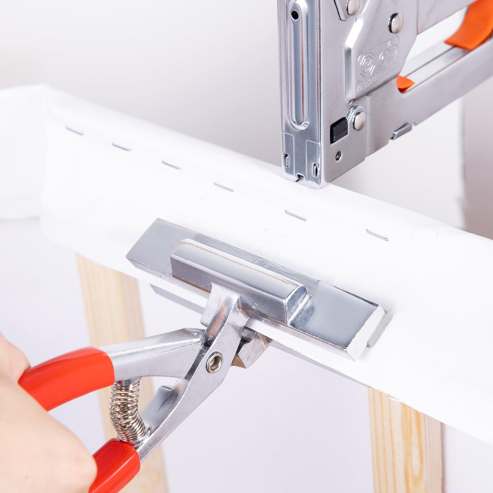 COOZEE Leinwand Zange und Grundentferner Set, Hochleistungs-Leinwand-Börsezange, Drei-in-ein-Grundnahrungsmittelpistole mit 3 Arten von Heftklammern für Rahmen- und Leinwandprojekte