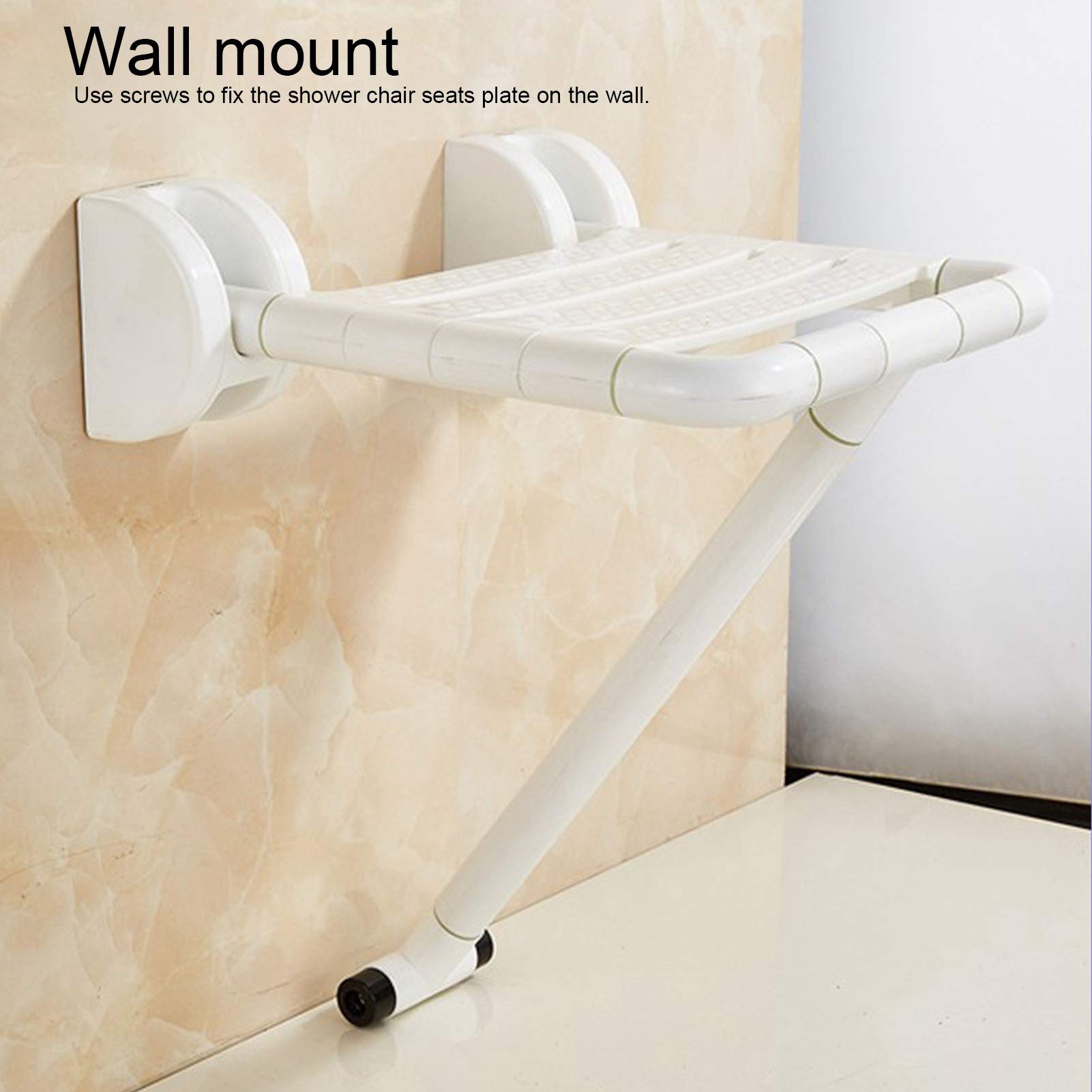 Asiento de Ducha Plegable,Taburete de Ba?o de Seguridad de Acero Inoxidable Antideslizante,Ba?o de Inodoro de Nailon para Ancianos Montado en la Pared para Duchas,Ba?ERAS