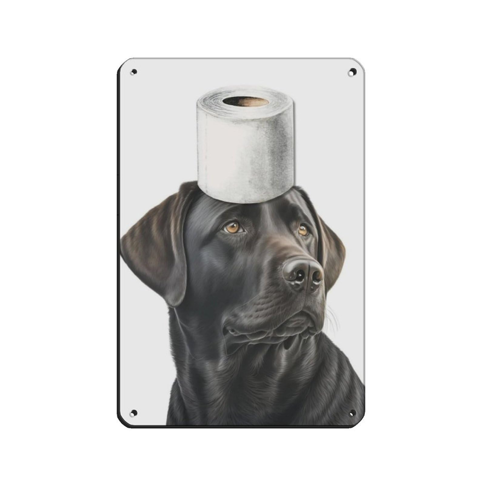 Black Labrador Dog Bathroom Art Tin Sign Vintage Metal Pub Club Cafe Bar Home Wall Art Decoration Poster Retro 8x12inch(20x30cm)