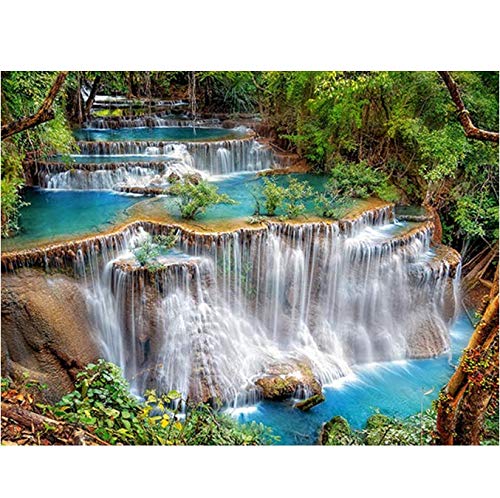 FVNJHL DIY Diamant Malerei Wasserfall Landschaft Vollbohrung Dekoration Landschaft Diamant Stickerei Landschaft Perlen Bild 40 * 60Cm Cover