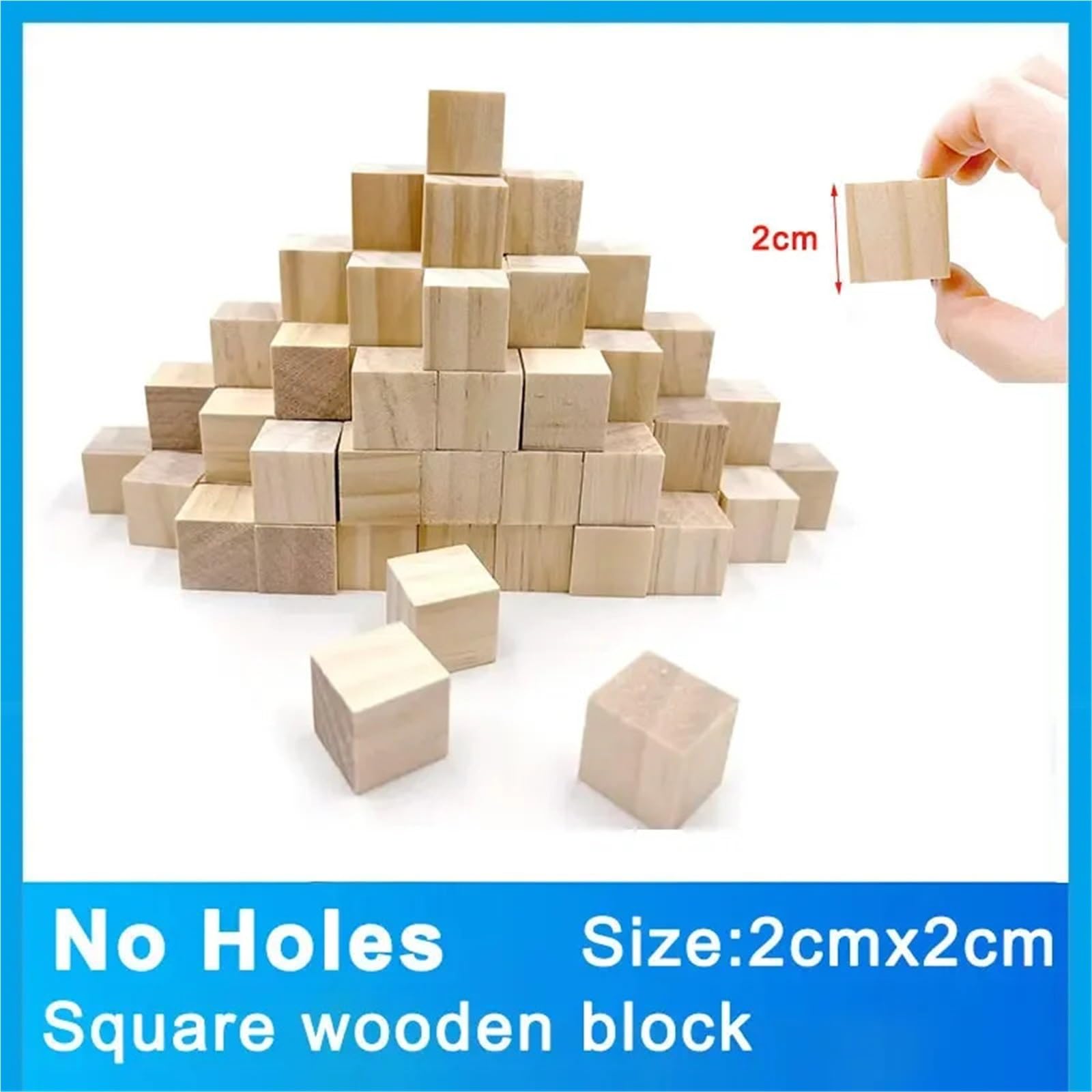 200 cubos de madera sin terminar 20 mm, bloques, cuentas geométricas, espaciadores sueltos lisos naturales for manualidades