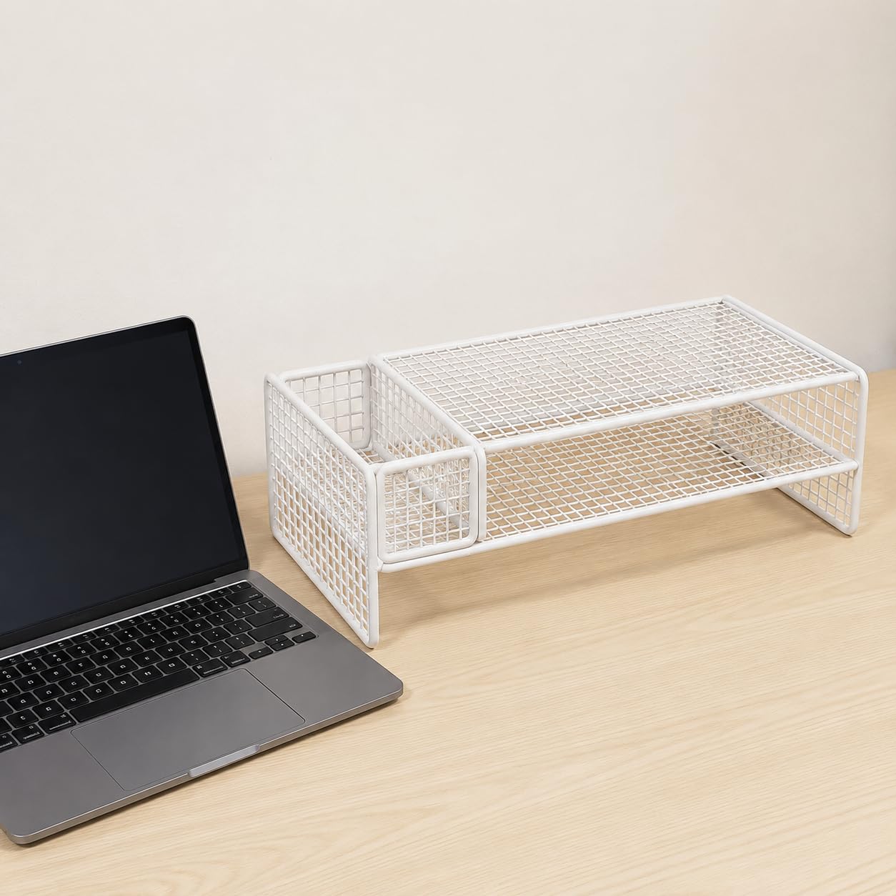 Supporto da Scrivania Rialzo Schermo Base Piattaforma Mensola in Ferro Ergonomica per Sollevare il Display E Ridurre La Fatica Cervicale Adatta a Studio , Bianco , style to 2
