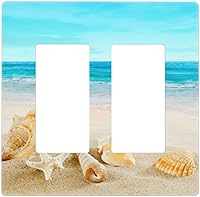 Vista 12 de Cubierta para interruptor de luz, placas de pared de conchas marinas en la playa, palanca individual de 1 banda, 4.5 x 2.76 pulgadas, 1 paquete