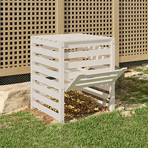 Tidyard Compostador Compostador de Jardín Compostera Organica Compostador Eco Jardin de Madera Maciza de Pino Blanco 63,5x63,5x77,5 cm