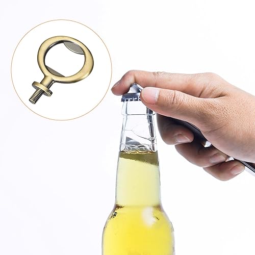 Miniatura 5 de uxcell Abrebotellas, 4 piezas de 2.087 in  Abridor de cerveza con tornillo de aleación de zinc, kit de insertos planos roscados para bodas, fiestas