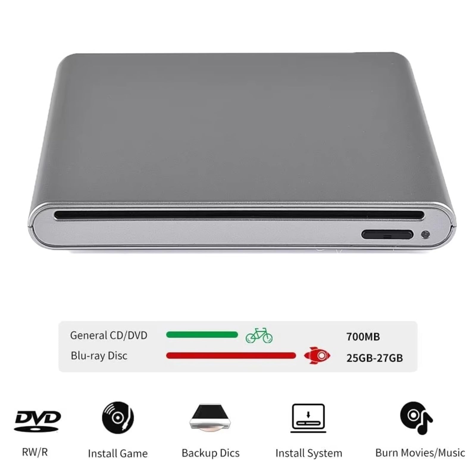 unità Ottica Esterna con aspirazione, masterizzatore USB for Laptop, Desktop, trasferimento Dati ad Alta velocità