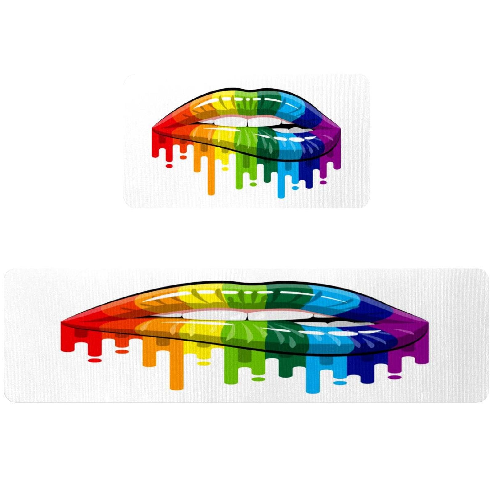 Tapis de cuisine antidérapant lot de 2 lavables motif arc-en-ciel