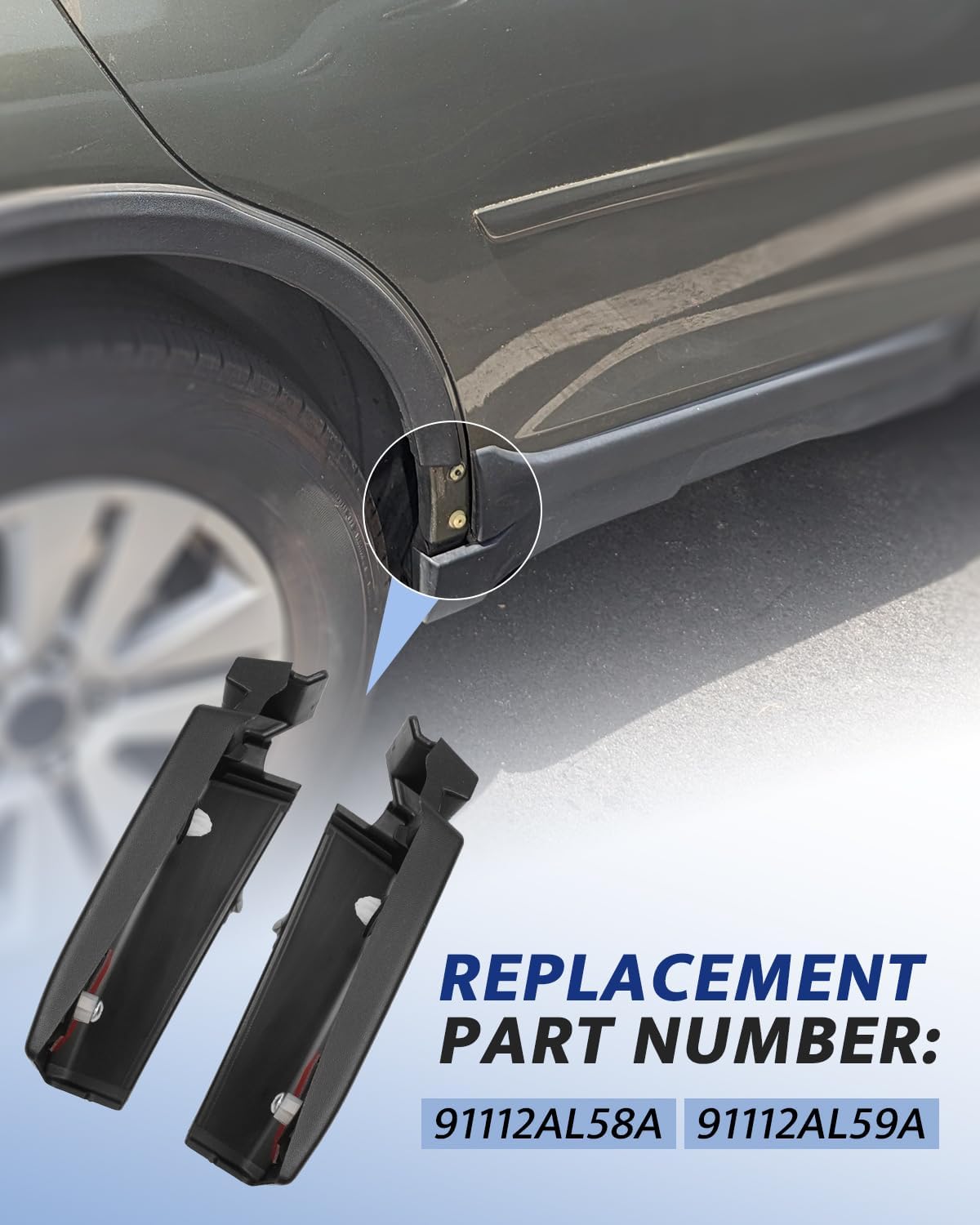 Pair Outer Trim Molding Passenger and Driver Exterior Side Fit for Subaru Outback 2015 2016 2017 2018 2019 Replace 91112AL58A 91112AL59A