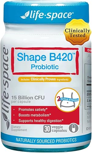 Life-Space Shape B420 - Probióticos para mejorar la forma, impulso de GLP-1, apoyo del metabolismo clínicamente respaldado, prebióticos +