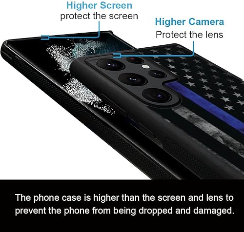 Miniatura 2 de DJSOK Funda compatible con Samsung Galaxy S22 Ultra, diseño de bandera de policía estadounidense y funda protectora de silicona suave