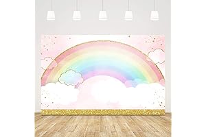 Ticuenicoa 5x3ft Rainbow Backdrop Baby Shower Background Pink Gold