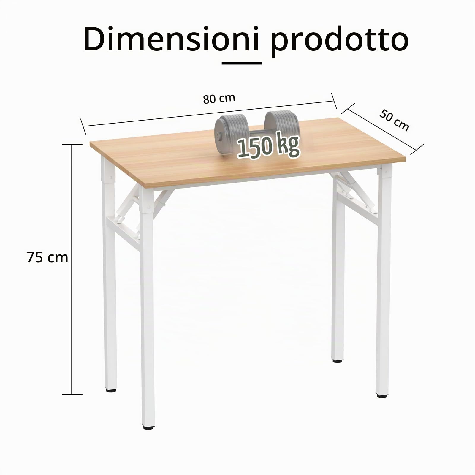 Scrivania Pieghevole Postazione di Lavoro per Ufficio, Tavolo da Scrivania Pieghevole per PC, Quercia Tavolo da Tavolo, Scrivania Ufficio Piccola, Tavolo da Lavoro 80x50x76cm
