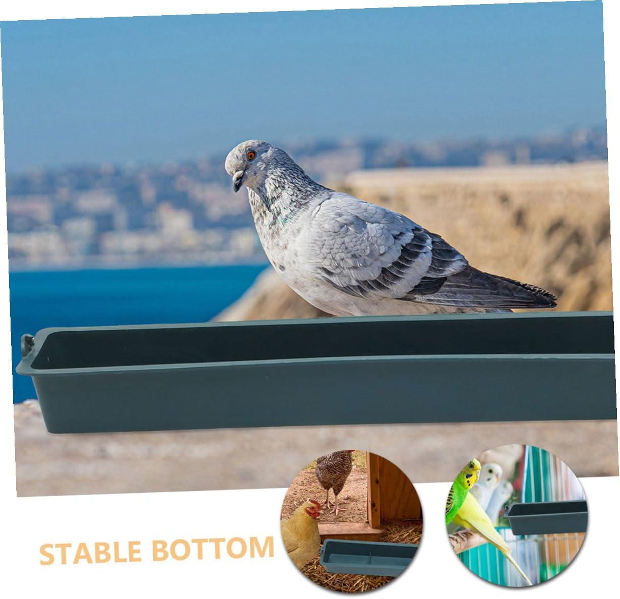 Lurrose 2pcs Plastic Bird Feeder Basket with 3 Compartments Hanging Cage Chicken Food Dispenser Anti-Spill Trough for Parakeet, Pigeon, Duck Feeding in Poultry Cages