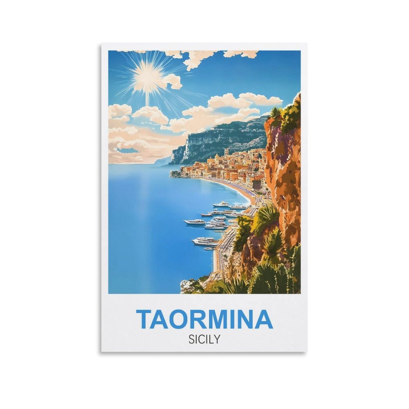 YMQWJYLW Taormina Sicily Vintage Travel Posters 08x12inch(20x30cm) Canvas Printing Home Decor Wall Art Prints