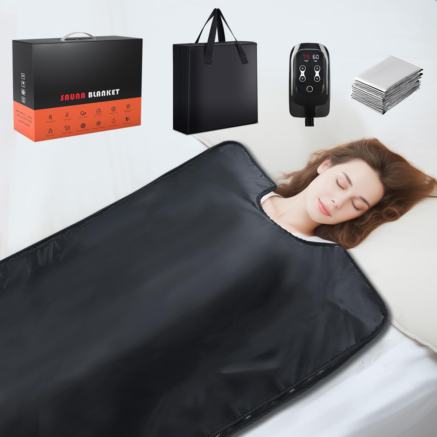 RRGFB Infrared Sauna Blanket for Home, Low EMF Carbon Crystal Heating