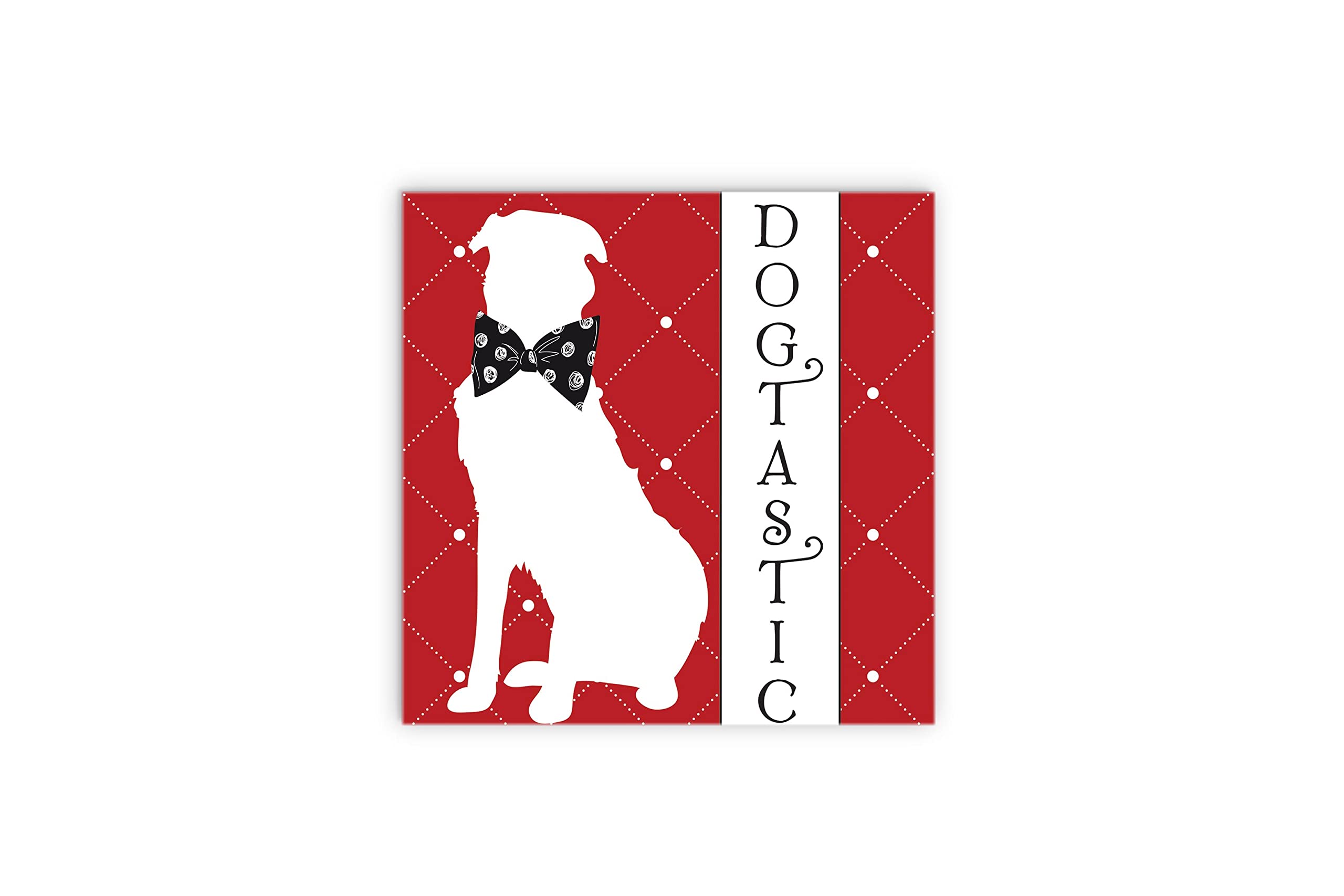 Elanze Designs Dogtastic Red Lattice Dog Bow 12 x 12 Wood Wall Sign Plaque