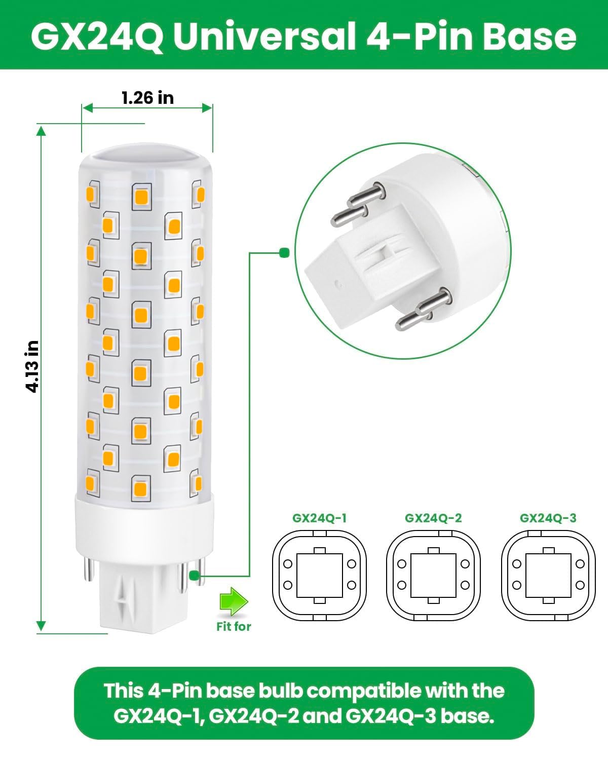 Makergroup GX24Q 4-Pin Base LED Light Bulbs, Warm White