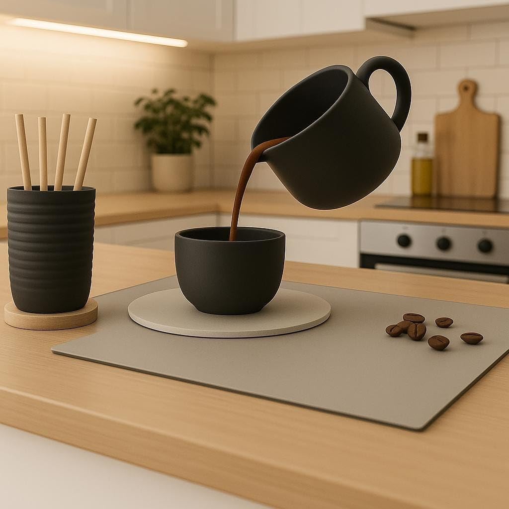 Scultura galleggiante per caffè | Nero stampato 3D caffè arte illusione ottica decorazione cucina | regalo per amanti del caffè barista unico bar bolla rosa/marrone chiaro