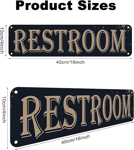 Miniatura 2 de Letrero de metal vintage para puerta de baño, para oficinas, negocios, restaurantes, 4 x 16 pulgadas