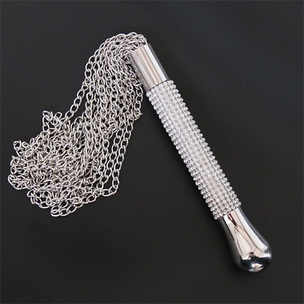 BDSM Metal Chain Whip Diamond Handle Aluminium Flog Flogger Fetish Slave Sub Sex Toy Bondage SM Ass Spanking Bondage Slave for Beginner