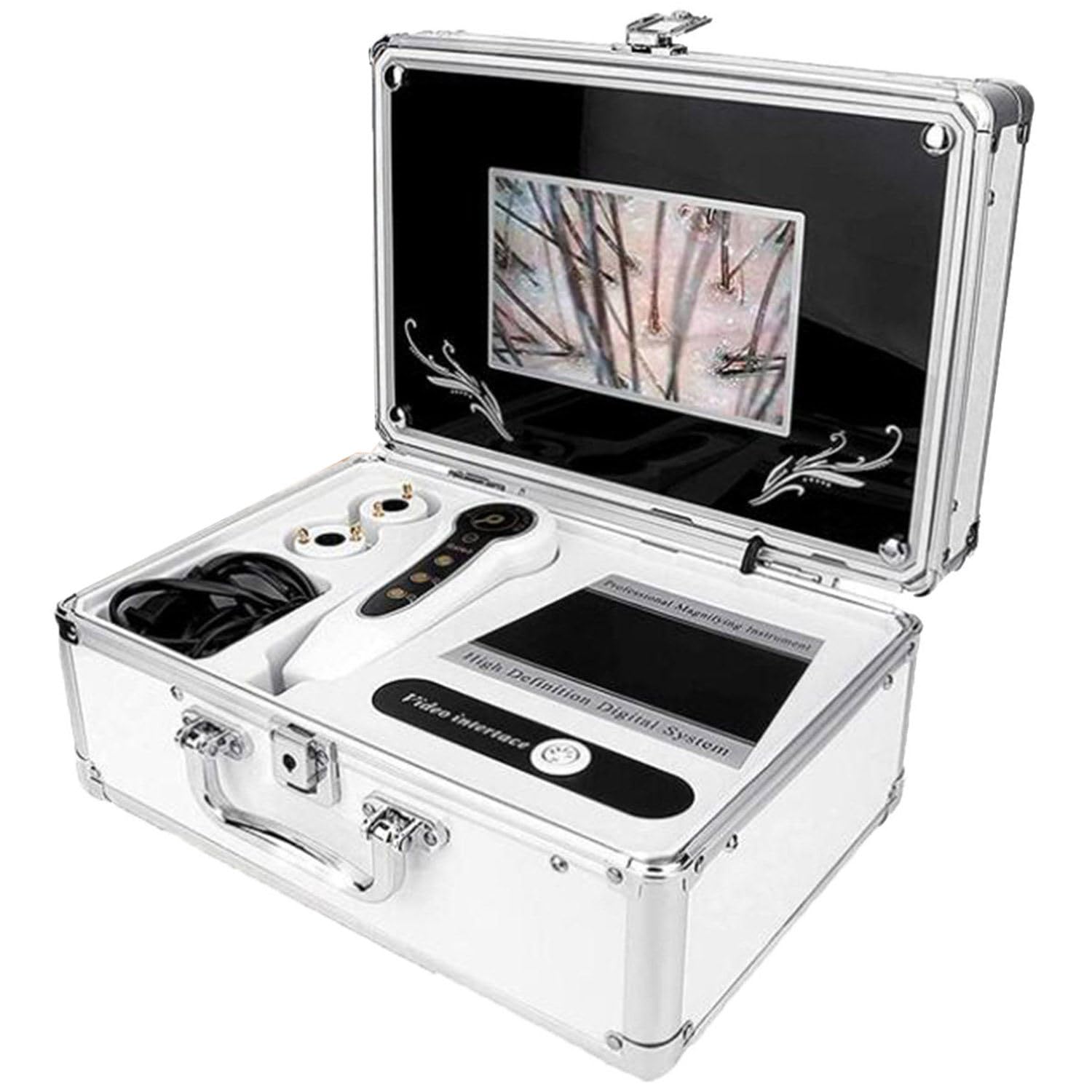 GTHTUHFD Skin and Hair Analyser, 50X/200X Dual Lens Digital Skin Diagnosis Scanner with 7 Inch LCD Screen, Hair Follicle Detector for Scalp Analysis, Acne, Pigmentation and Moisture Detection