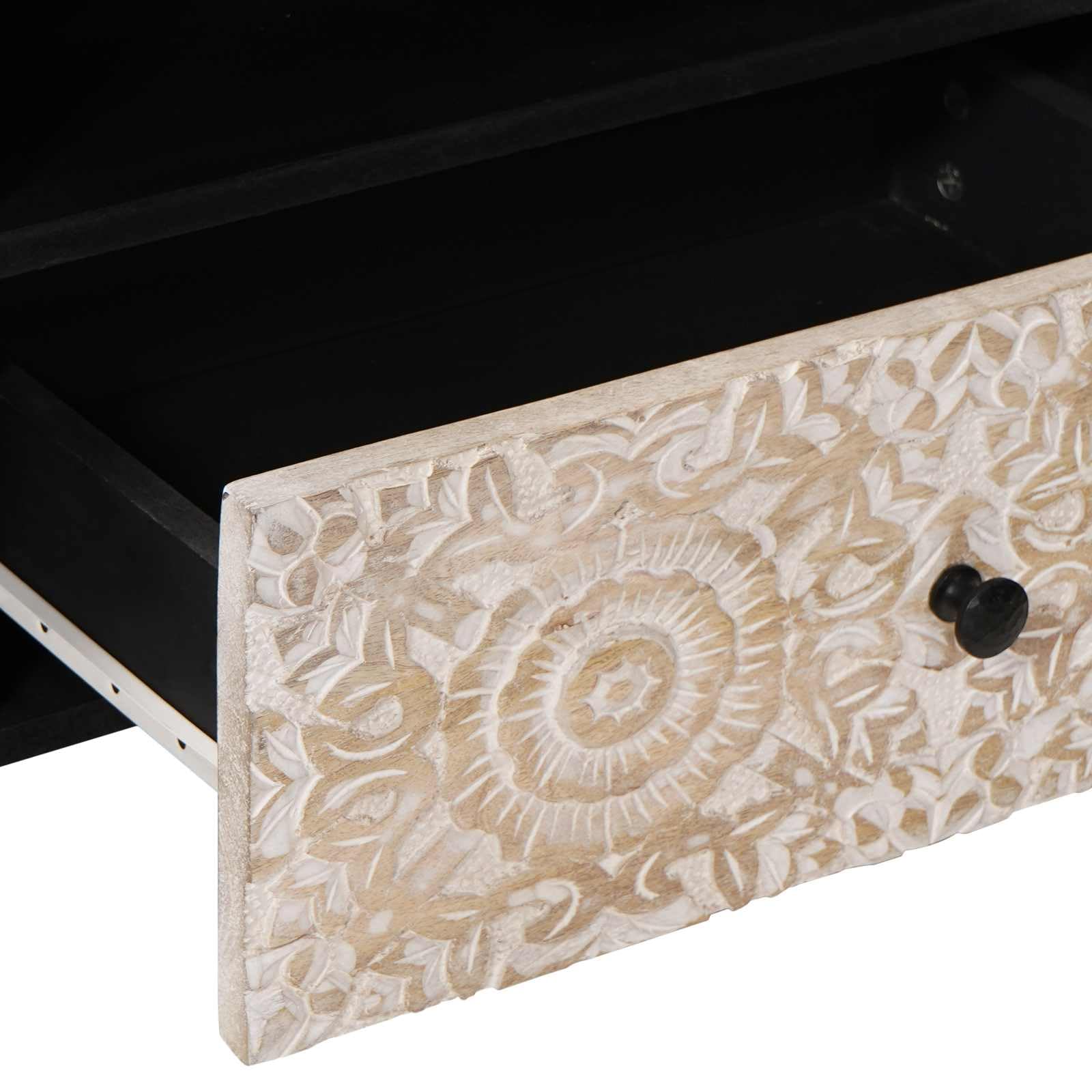 Mobile TV 80 cm legno manico cassetto | Gambe in metallo, stile industriale, portaoggetti per soggiorno, facile da montare