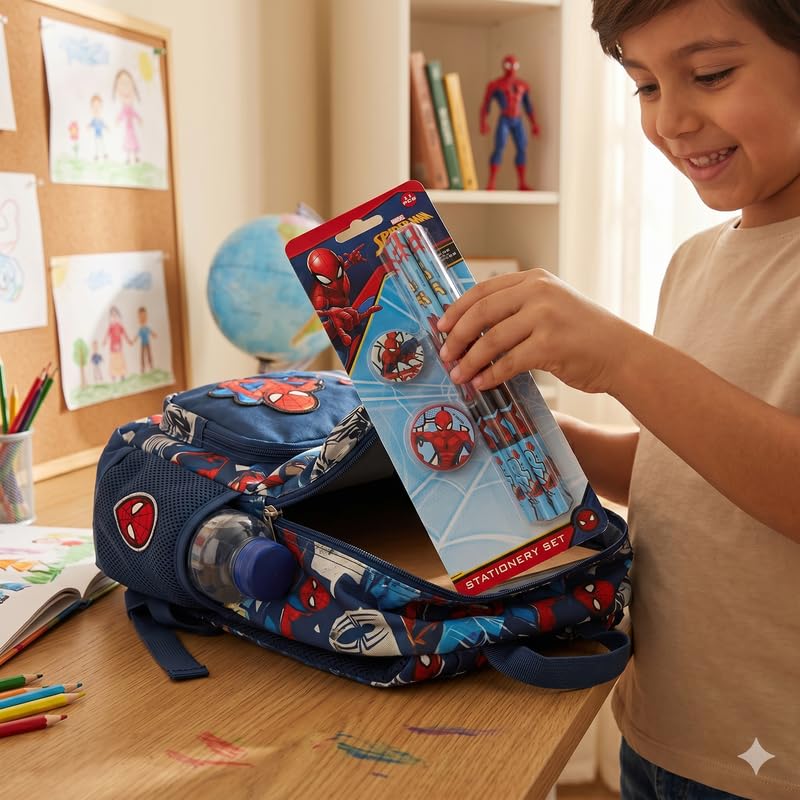 Image of Spiderman 11 pcs Stationery Set Pencils, Eraser, Sharpener | Study Kit for Boys & Girls | School Gift Set | Return Gift