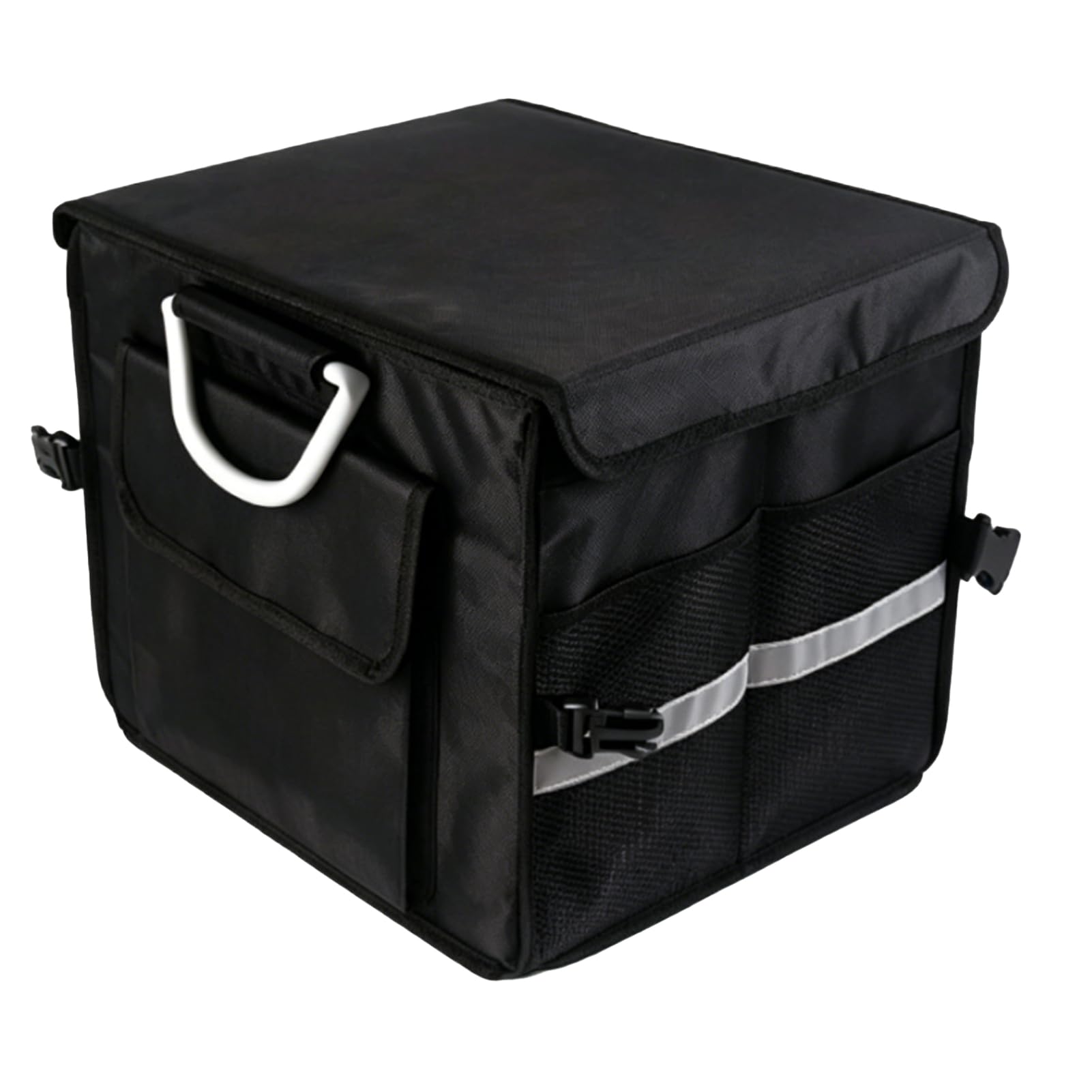 Cocoarm Petit Organisateur de Coffre, Organisateur de Coffre de Voiture Pliable de 28 L avec Couvercle et Poignée, Boîte de Rangement à 3 Compartiments, d'épicerie Pliable pour Siège Arrière de