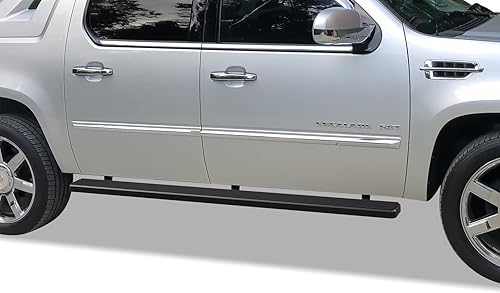 APS Estribos (barras laterales y escalones laterales) compatibles con Cadillac Escalade EXT 2002-2013 (recubrimiento en polvo negro de 5 pulgadas)