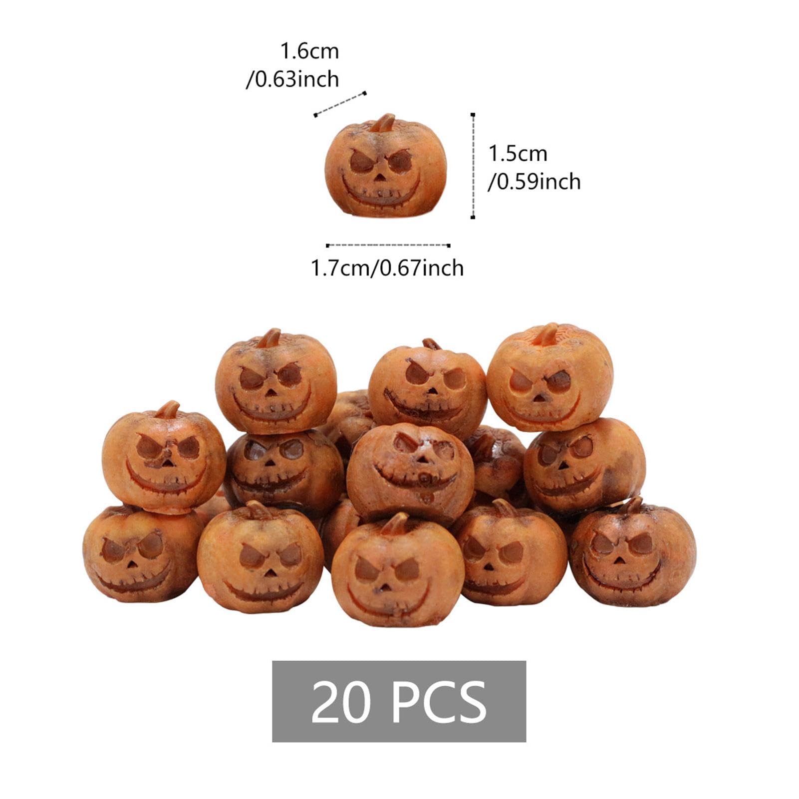 20 Mini Citrouilles En Résine Pour Halloween - Décoration De Table Souriante Et Mignonne Pour Fête D'intérieur