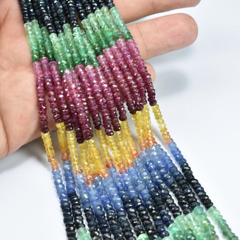 Émeraude et rubis naturel : perles rondes facettées de 3-4 mm pour réparer et créer des bijoux