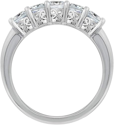 Miniatura 2 de Tienda Essentials Anillo de plata de ley chapada en platino o oro con 5 piedras de corte princesa hecho con circonitas Infinite Elements